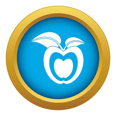 Apple with leaves icon blue vector isolatedのイラスト素材
