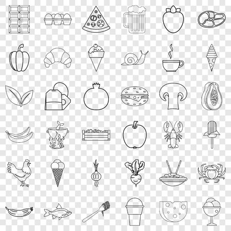 Cooked icons set, outline styleのイラスト素材