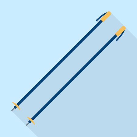 Metal ski sticks icon, flat styleのイラスト素材