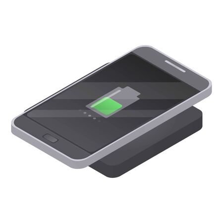 Wireless charging icon. Isometric of wireless charging vector icon for web design isolated on white backgroundのイラスト素材