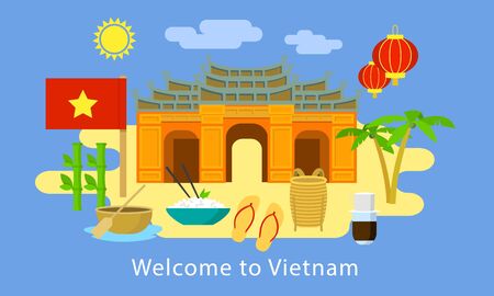 Welcome to Vietnam concept banner, flat styleのイラスト素材