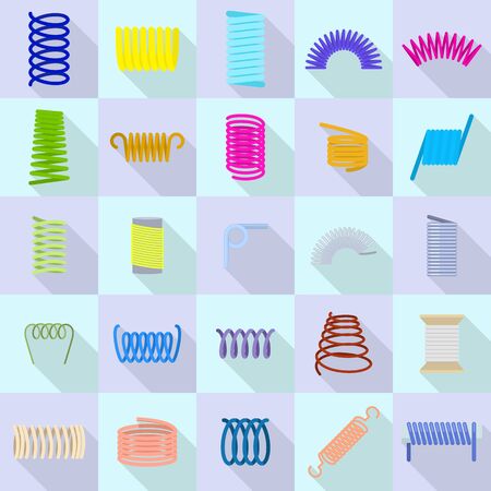 Coil icons set, flat styleのイラスト素材