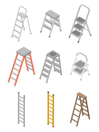 Ladder icons set, isometric styleのイラスト素材