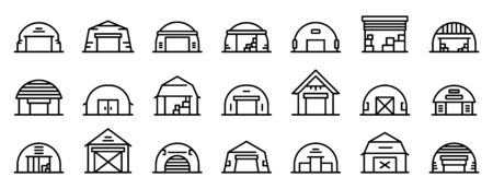 Hangar icons set, outline styleのイラスト素材