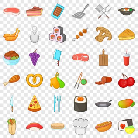 Cooking icons set, cartoon styleのイラスト素材