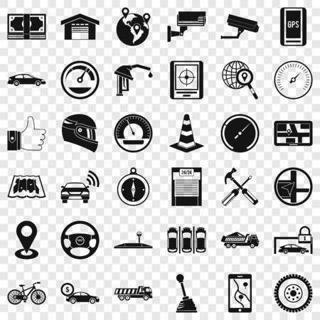 Garage icons set, simple styleのイラスト素材