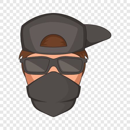 Man in black glasses and scarf on his face iconのイラスト素材