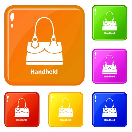 Handheld bag icons set collection vector 6 color isolated on white backgroundのイラスト素材