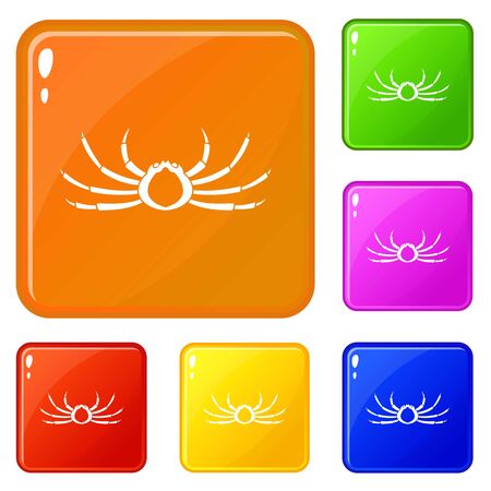 Japanese spider crab icons set vector colorのイラスト素材