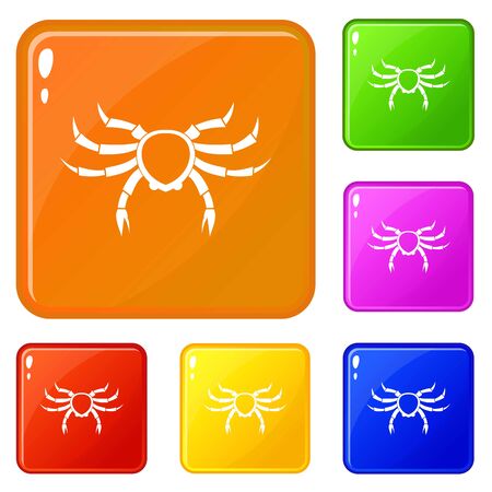 Crab sea animal icons set vector colorのイラスト素材