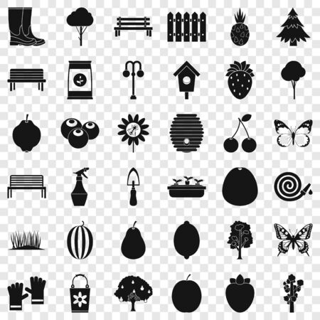 Nature icons set, simple styleのイラスト素材