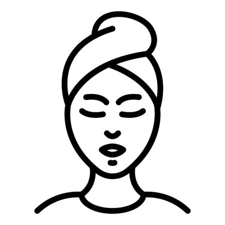 Woman spa procedure icon. Outline woman spa procedure vector icon for web design isolated on white backgroundのイラスト素材
