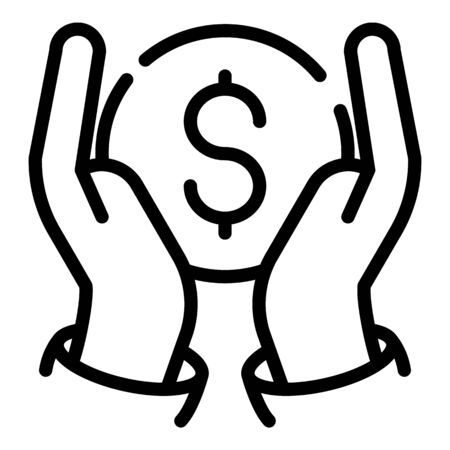 Hand keep coin icon, outline styleのイラスト素材