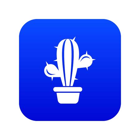 Domestic cactus icon blue vectorのイラスト素材