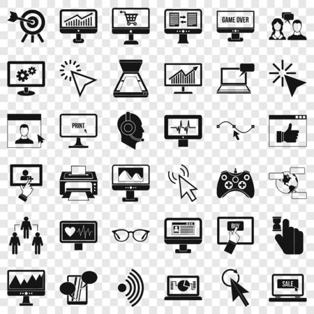 Computer display icons set, simple styleの写真素材