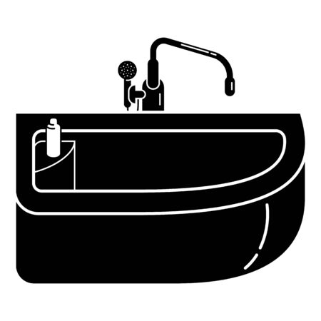 Corner bathtub icon, simple styleの写真素材