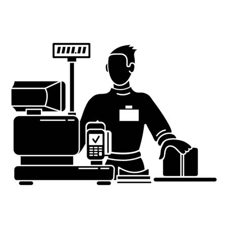Man cashier icon, simple styleの写真素材