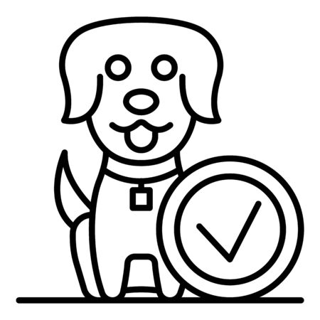 Done happy dog icon, outline styleの写真素材