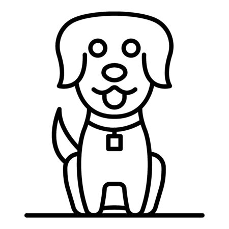 Cute dog icon, outline styleの写真素材