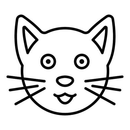 Cute cat face icon, outline styleの写真素材