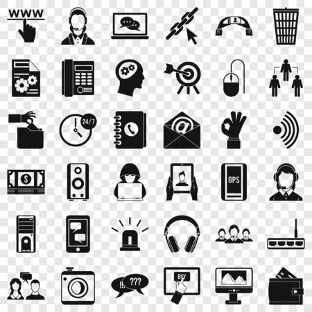 Contact information icons set. Simple style of 36 contact information icons for web for any designの写真素材