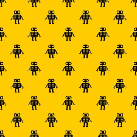 Robot with big eyes pattern seamless repeat geometric yellow for any designの写真素材