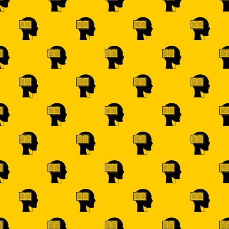 Head with open book pattern seamless repeat geometric yellow for any designの写真素材