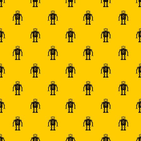 Retro robot pattern seamless repeat geometric yellow for any designの写真素材