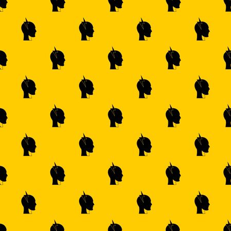 Lightning bolt inside head pattern seamless repeat geometric yellow for any designの写真素材