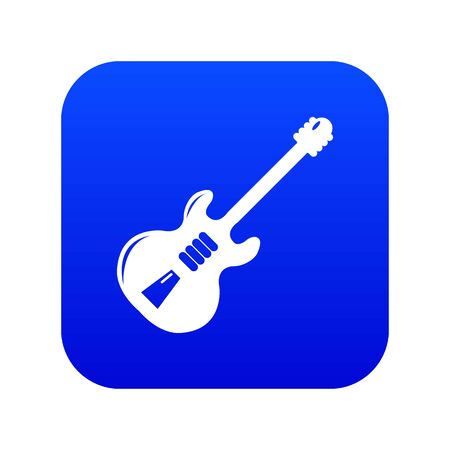 Electric guitar icon blue isolated on white backgroundの写真素材