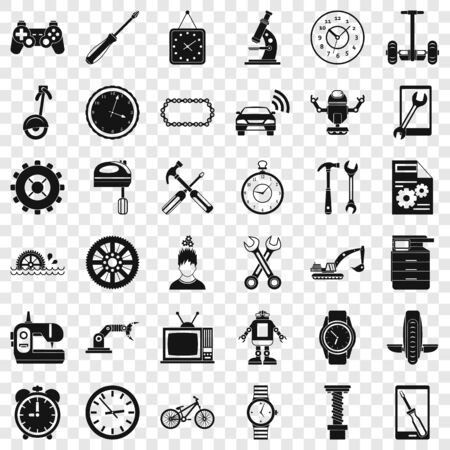 Battery icons set, simple styleのイラスト素材