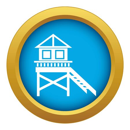 Wooden stilt house icon blue vector isolatedのイラスト素材