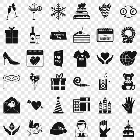 Mask icons set, simple styleのイラスト素材