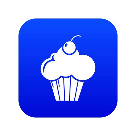 Sweet cupcake icon blue isolated on white backgroundの写真素材