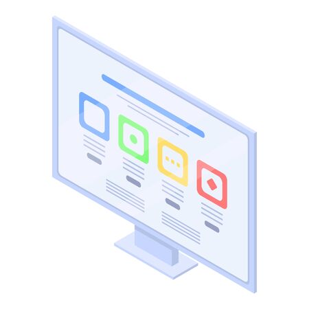Computer monitor web surfing icon, isometric styleのイラスト素材