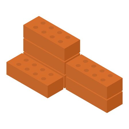 Construction red bricks icon. Isometric of construction red bricks vector icon for web design isolated on white backgroundのイラスト素材