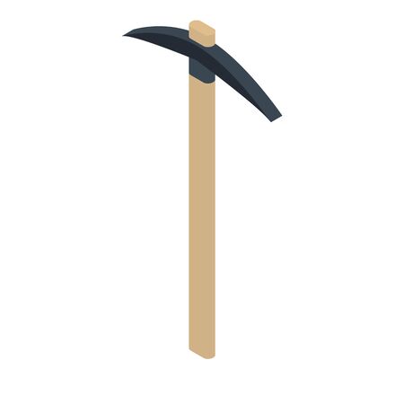 Wooden pickaxe icon. Isometric of wooden pickaxe vector icon for web design isolated on white...
