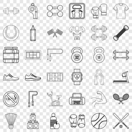 Exercise icons set, outline styleのイラスト素材