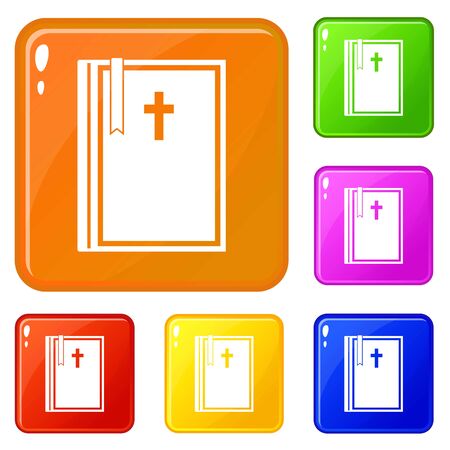 Bible icons set vector colorのイラスト素材
