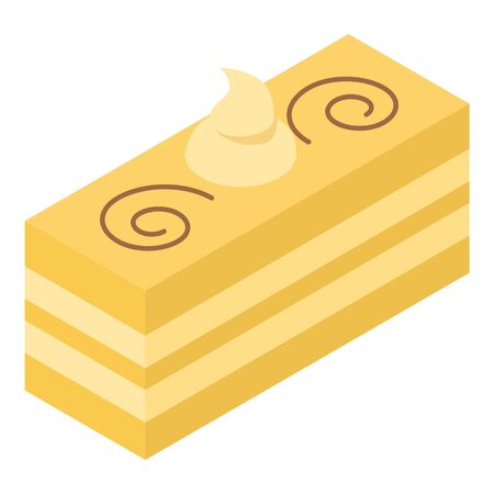 Creamy piece cake icon. Isometric of creamy piece cake vector icon for web design isolated on white backgroundのイラスト素材