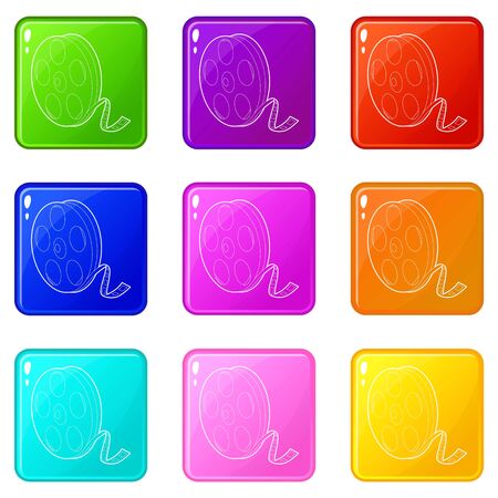 Reel icons set 9 color collectionのイラスト素材