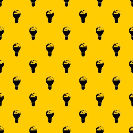 Light bulb and planet Earth pattern seamless repeat geometric yellow for any designの写真素材