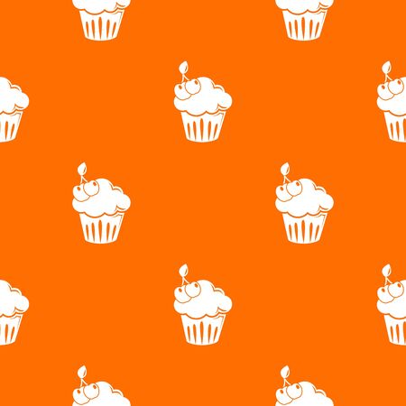 Cherry cupcake pattern orangeの写真素材