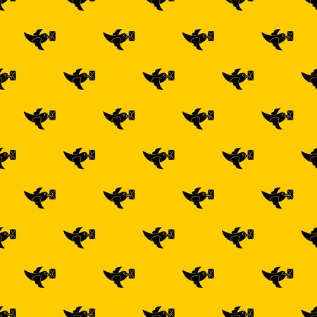 Pigeon fly with mail pattern seamless repeat geometric yellow for any designの写真素材