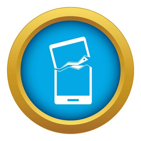 Broken phone icon blue isolatedの写真素材