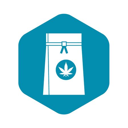 Bag with cannabis icon in simple style isolated on white background. Drugs symbolの写真素材