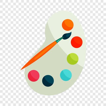 Palette with paints and brush icon in cartoon style isolated on background for any web designのイラスト素材
