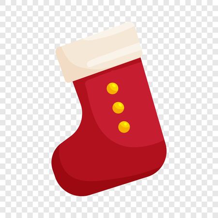 Red Christmas sock icon in cartoon style isolated on background for any web designのイラスト素材