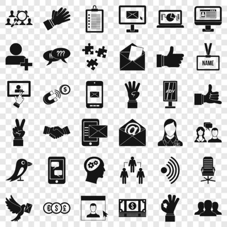 Team dialog icons set. Simple style of 36 team dialog icons for web for any designの写真素材