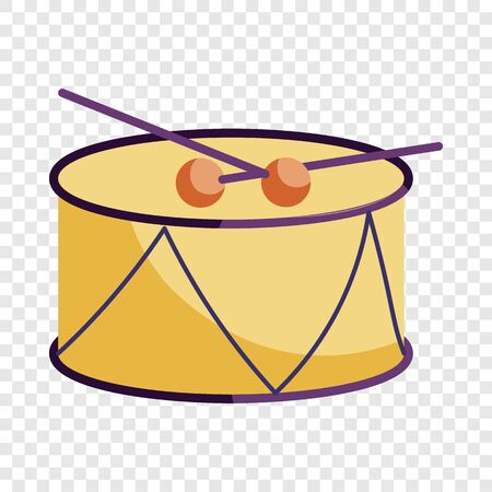 Drum and drum sticks icon. Cartoon illustration of drum and drum sticks vector icon for webのイラスト素材